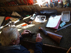 Peter working on Lock at bench